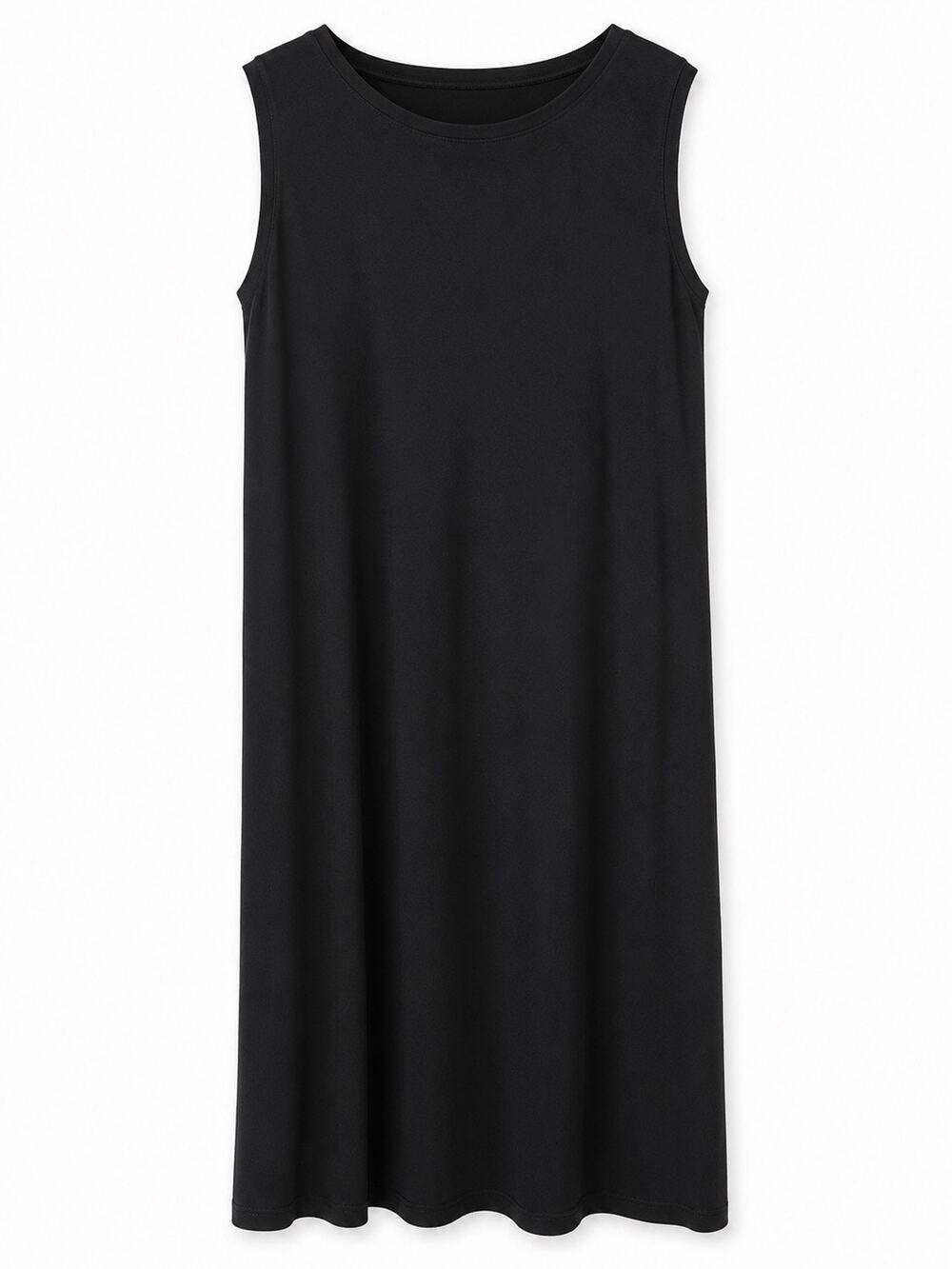 Aakasha Black Asymmetrical Sleeveless Midi Dress L Oversized Lagenlook